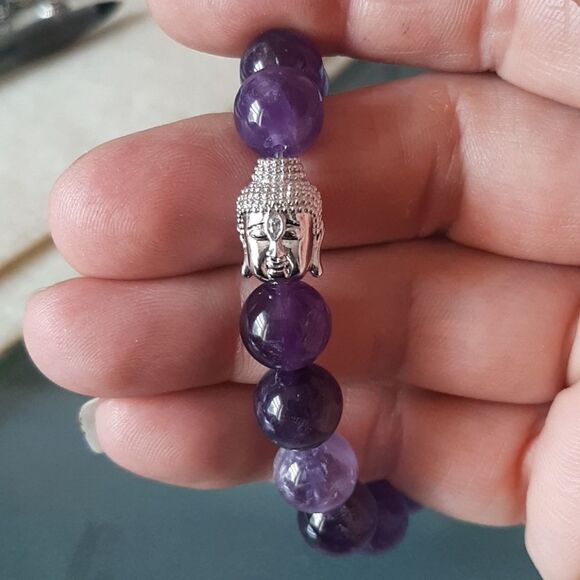 Wicked Treasures Jewelry - Amethyst Buddha Stretch Bracelet